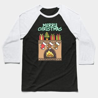 Christmas fire place - Happy Christmas and a happy new year! - Available in stickers, clothing, etc Baseball T-Shirt